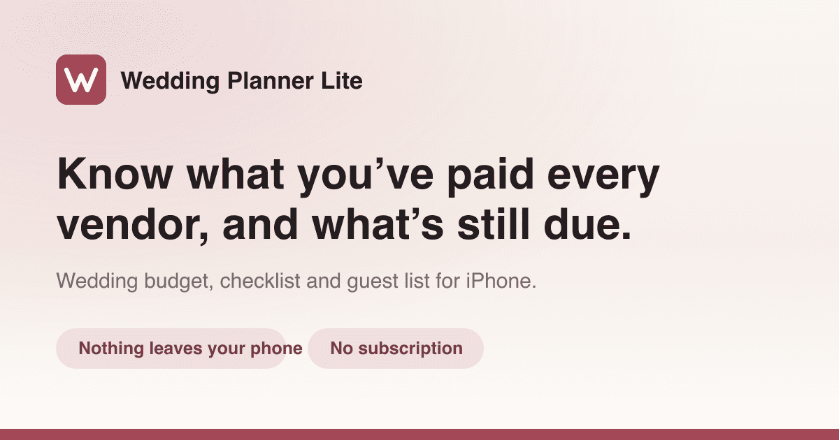 Wedding Planner Lite: Budget preview